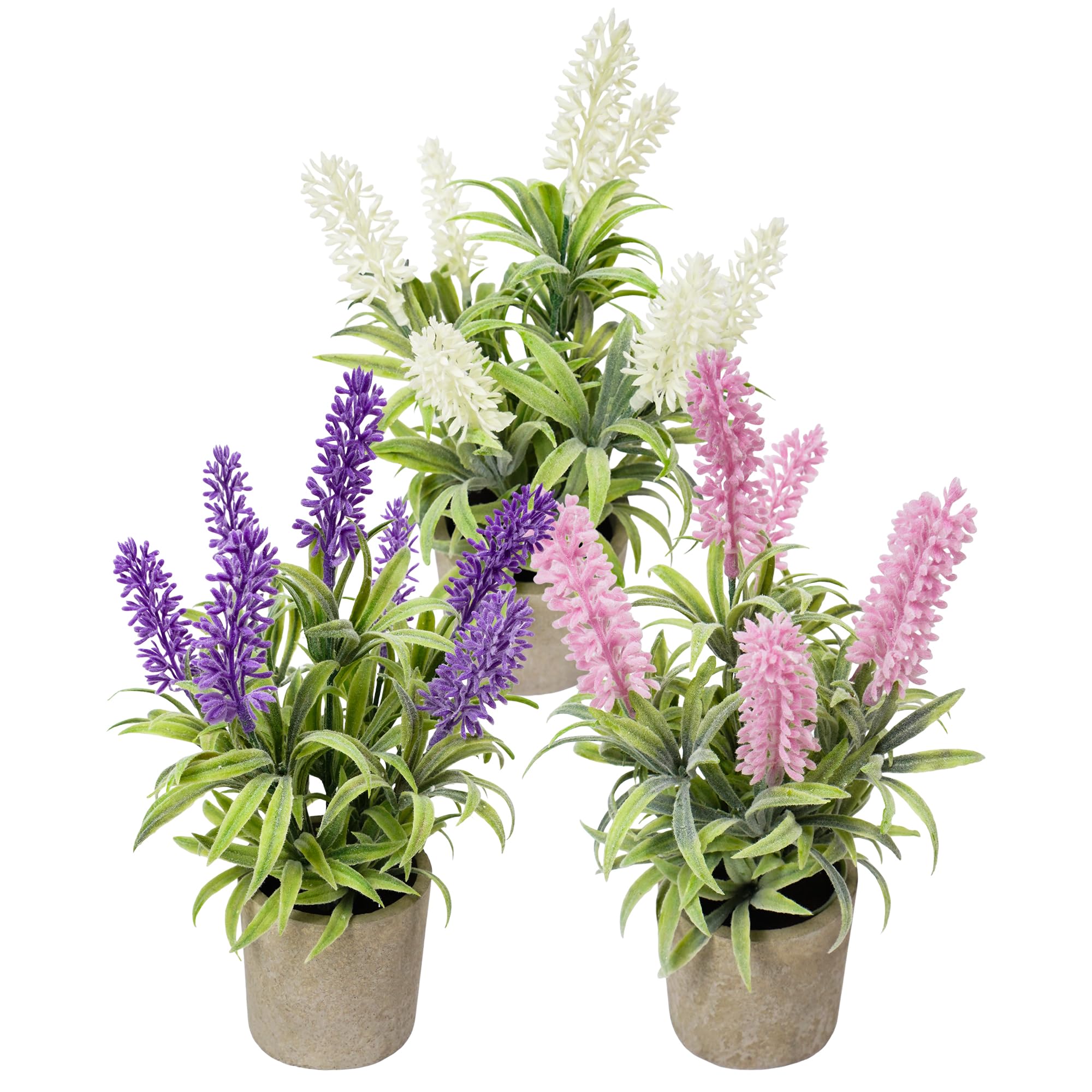 Meinature Artificial Lavender Flowers in Pot Set of 3