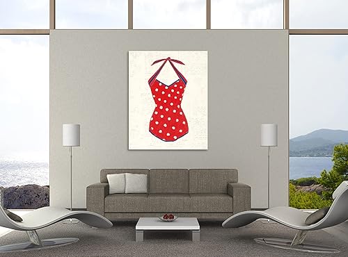 Miniatura 3 de Jaxson Rea "Retro Swimwear II Newsprint Gallery Wrapped Canvas by Emily Adams, 12" x 15"