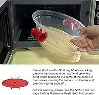 Vista 3 de MOCHEE Barco de pasta para microondas con colador para pasta, arroz, verduras, pollo