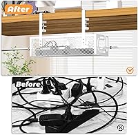 Vista 3 de Under Desk Cable Management Tray, 15.7'' No Drill Steel Desk Cable Organizers, Wire Management Tray Cable Management Rack (1 Pack-White)