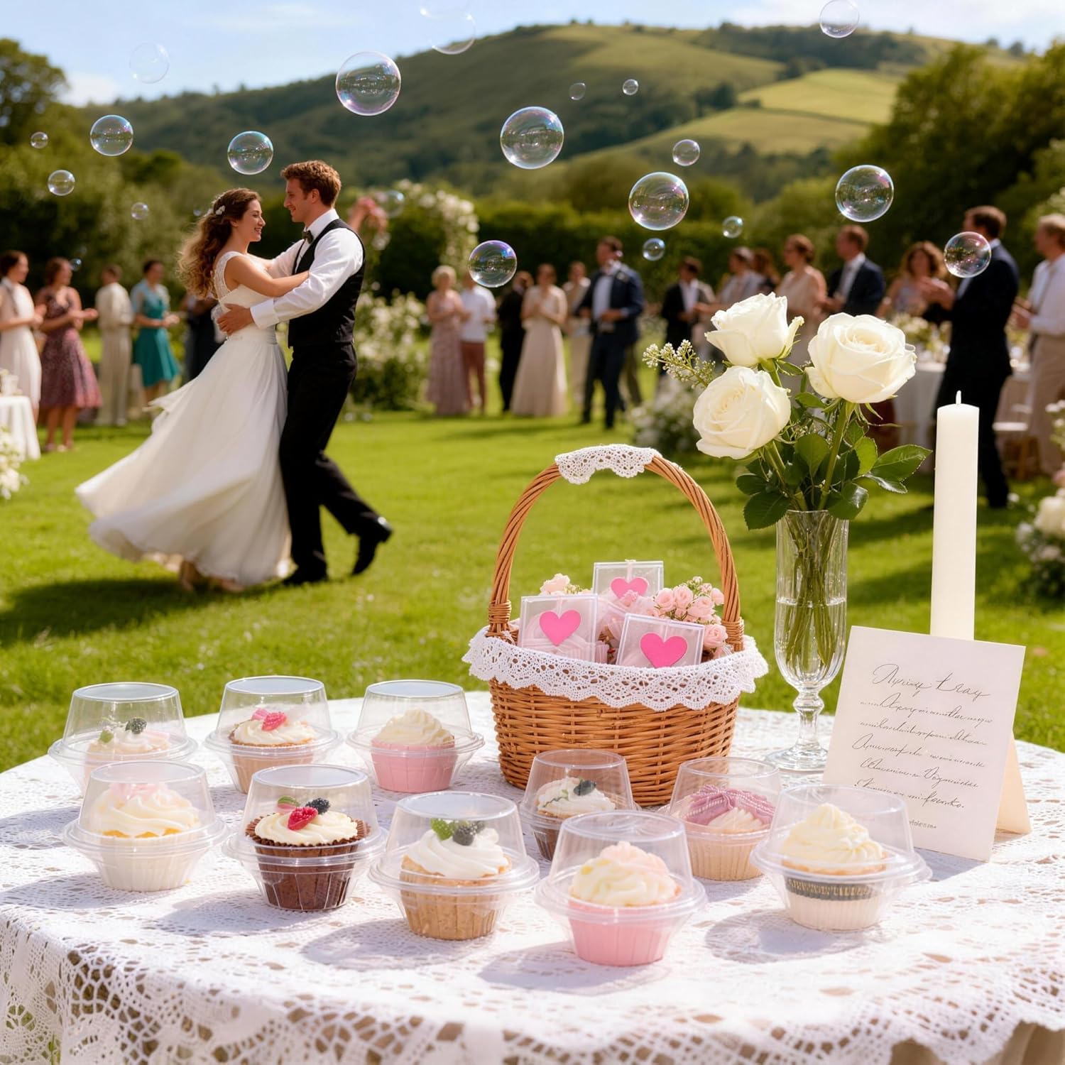 100 Pcs Cupcake Boxes Plastic Individual Cupcake Containers Single Cupcake Carrier with Connected Airtight Dome Lid for Party