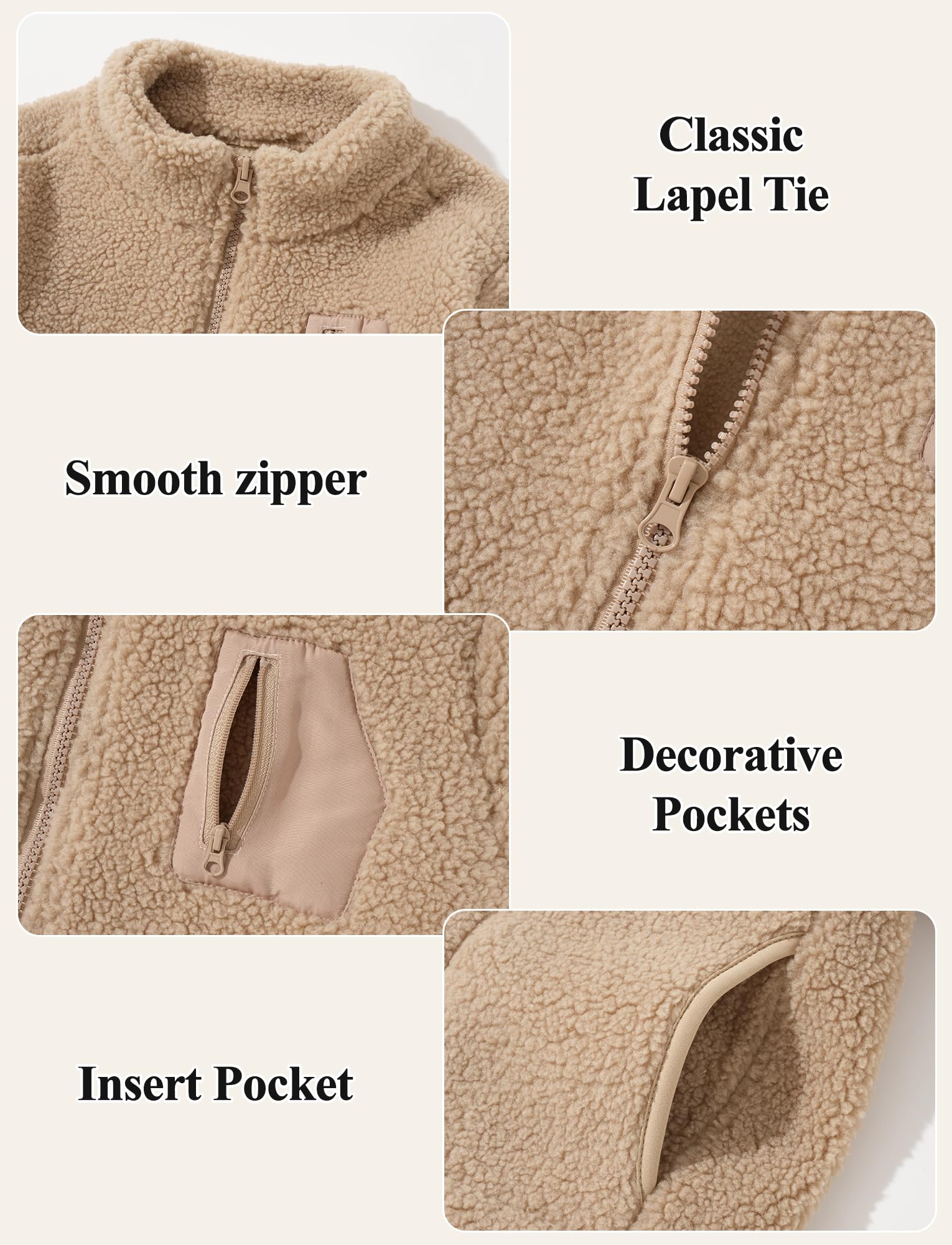 Maeau Kinder Mädchen Jungen Jacke Fleece Fleecejacke Warme Weich & Komfortabel Winterjacke Mode Kleinkind Mantel mit Reißverschluss & Taschen Herbst Sweatjacke Outdoor Ohne Kapuze 6-15 Jahre/120-160cm