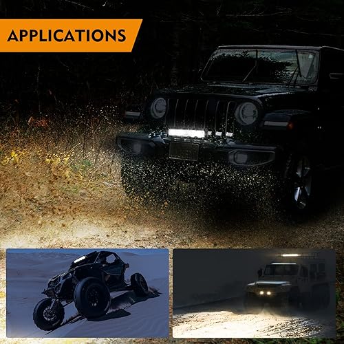 Miniatura 7 de EverBrite Barra de luz LED de 12 pulgadas de 300 W, luz estroboscópica ámbar blanca de inundación puntual, 6 modos con función de memoria, luz de