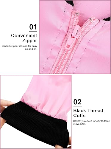 Miniatura 3 de AOTHSO Chaqueta de satén rosa de los años 50 con bufanda de lunares, diadema, aretes, gafas, disfraz de Halloween para mujer, 8 piezas