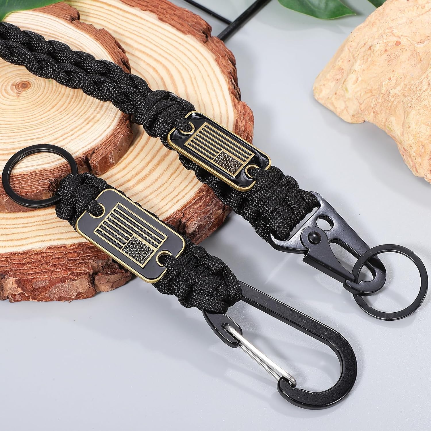 GANAZONO Braided Synthetic Fiber Neck Lanyard with Clip Lightweight Mobile Phone Holder Keychain for Outdoor Use Stylish Dark Cord Badge Holder
