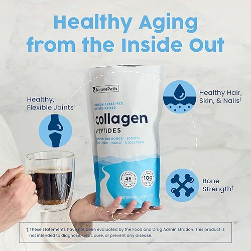 Miniatura 4 de NativePath Proteína de péptidos de colágeno  Polvo de colágeno hidrolizado tipo 1 y 3 para piel, cabello y uñas, 15.9 onzas (45 porciones)