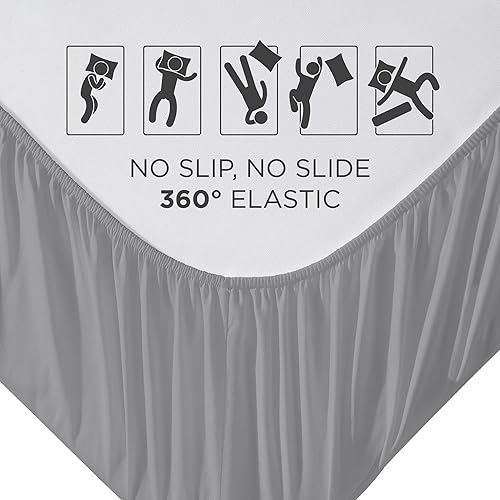 Miniatura 4 de Royale Linens - Sábana bajera tamaño Queen, calidad de hotel cepillada 1800, ultrasuave, resistente a arrugas y decoloración, bolsillo profundo de