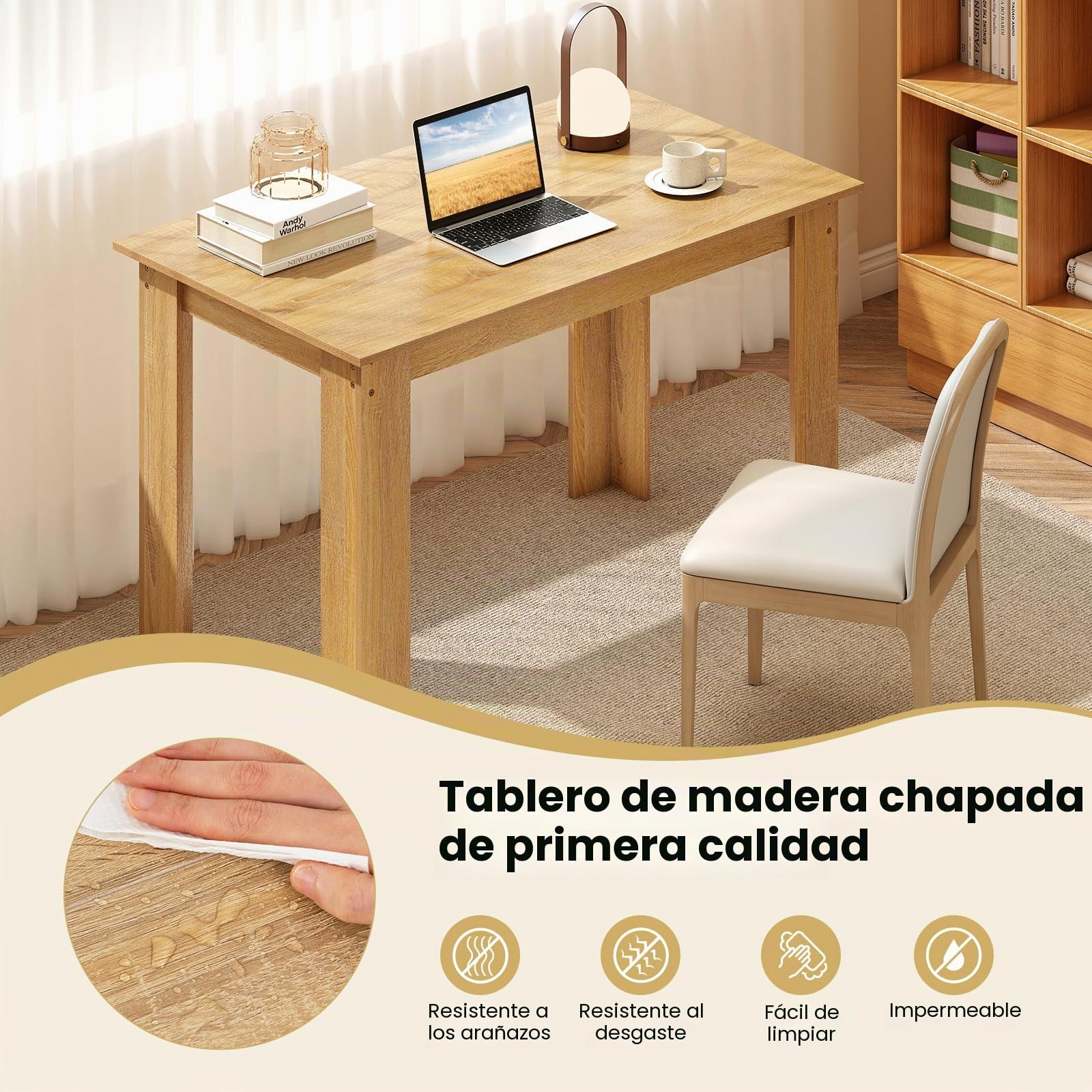 LIFEZEAL Mesa de Comedor 120 x 70 cm (Natural)