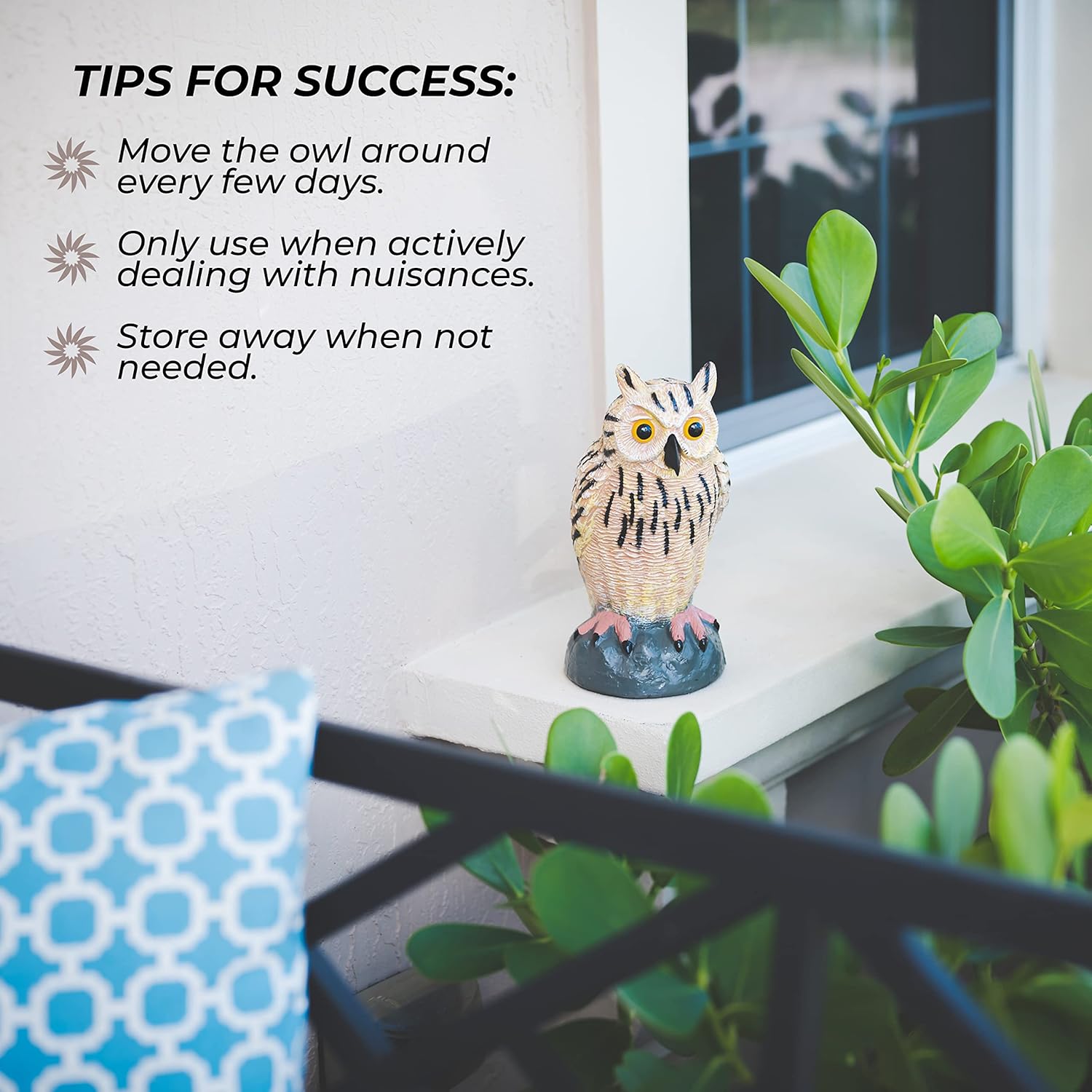 Galashield Plastic Owl Decoys [Set of 3] - Multicolor Owl Statues for Garden & Outdoors, Scare Birds Away, Realistic Design with Reflective Eyes, Weather Resistant - Image 6