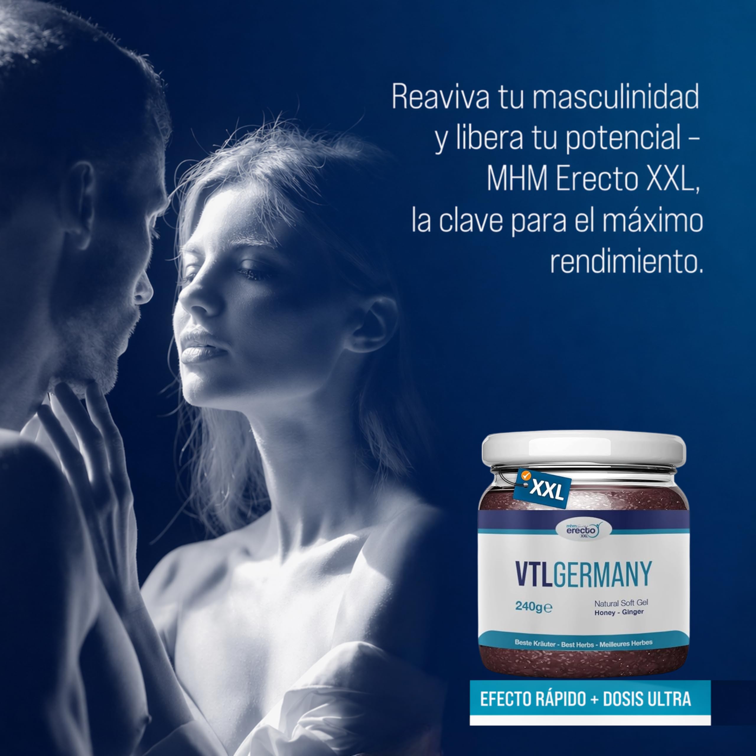 VTL GERMANY Miel Afrodisíaco Hombre, Efecto Inmediato, 240g frasco de Miel Gel, Extra Fuerte para Hombres Activos