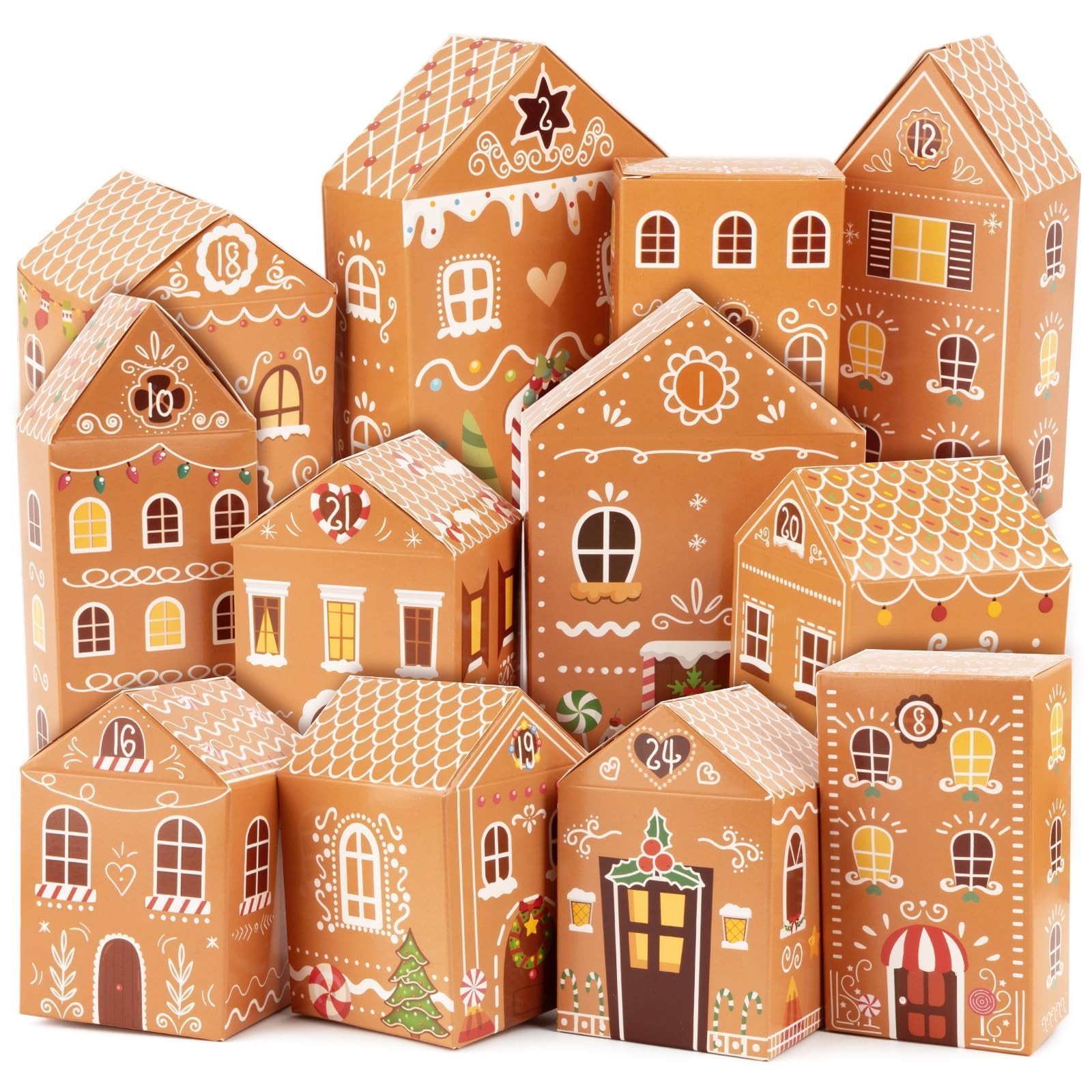 BOFUNX Calendario Adviento Navidad 24pcs Cajas Papel Regalo Decoración Navideña