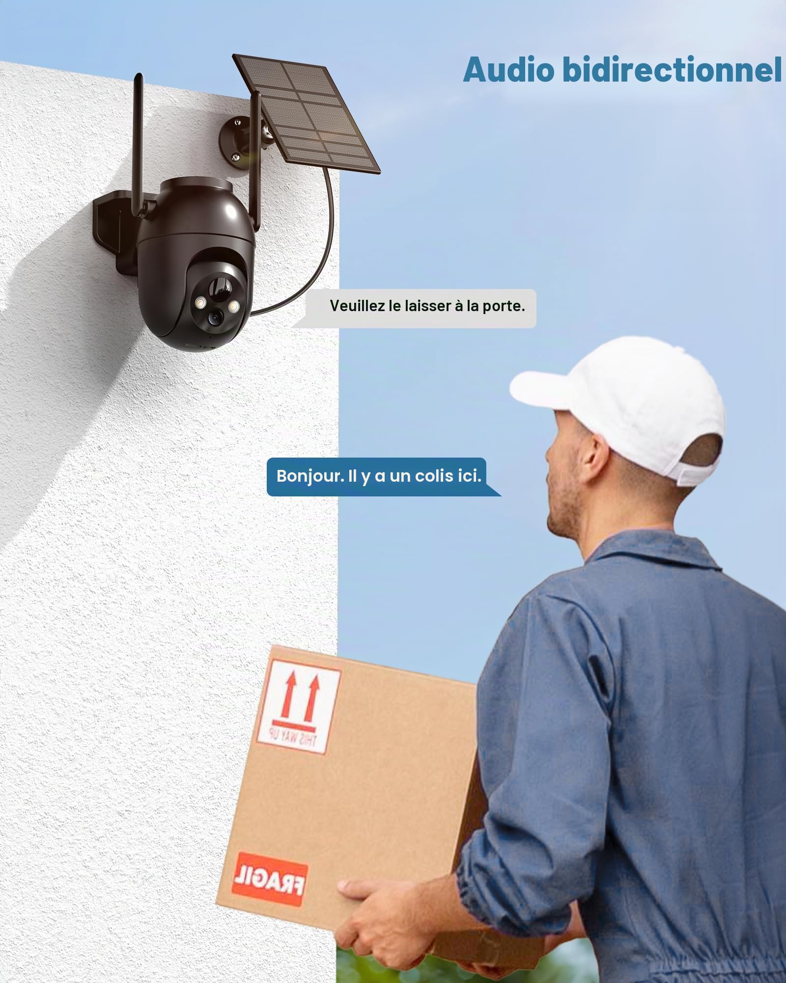 SIIOOE Camera Surveillance WiFi Exterieure Solaire: 2K Camera Exterieur sans Fil Batteries - 360° PTZ Caméra IP Vision Nocturne Couleur - Pas de Support 5G