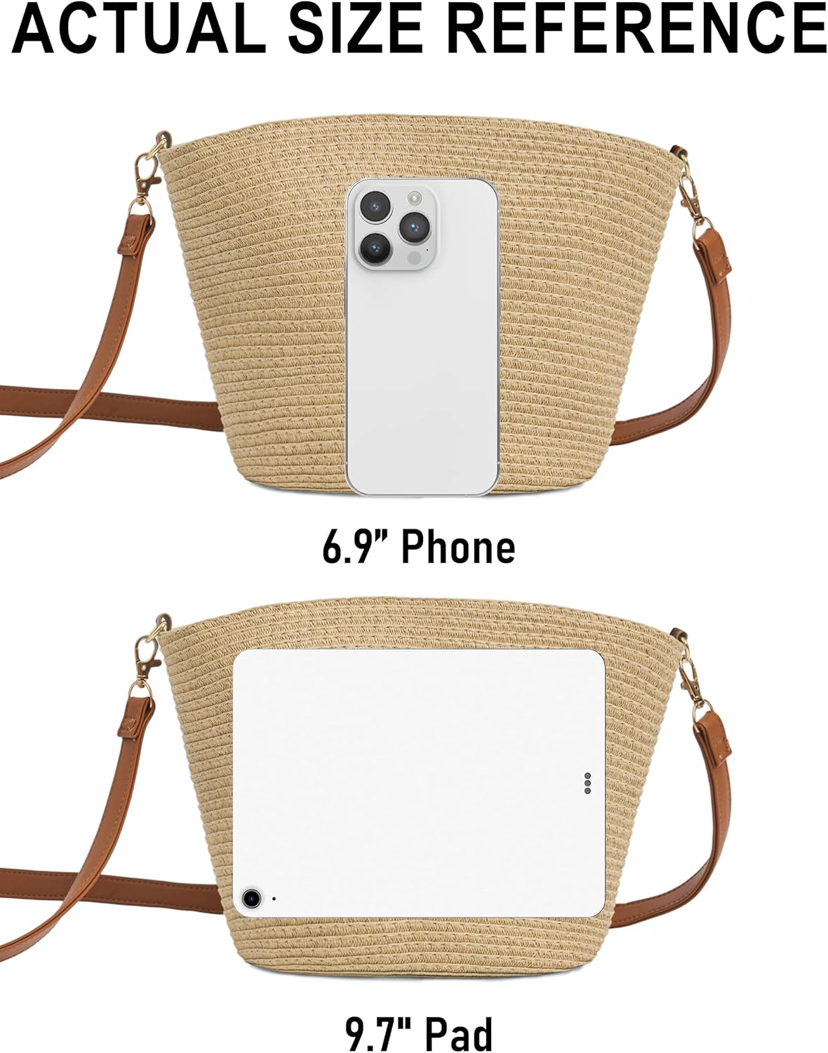 Straw Crossbody Purse for Women, Hand Woven Straw Shoulder Bag with Adjustable Strap, Trendy 2026 Beach Purses - Image 6