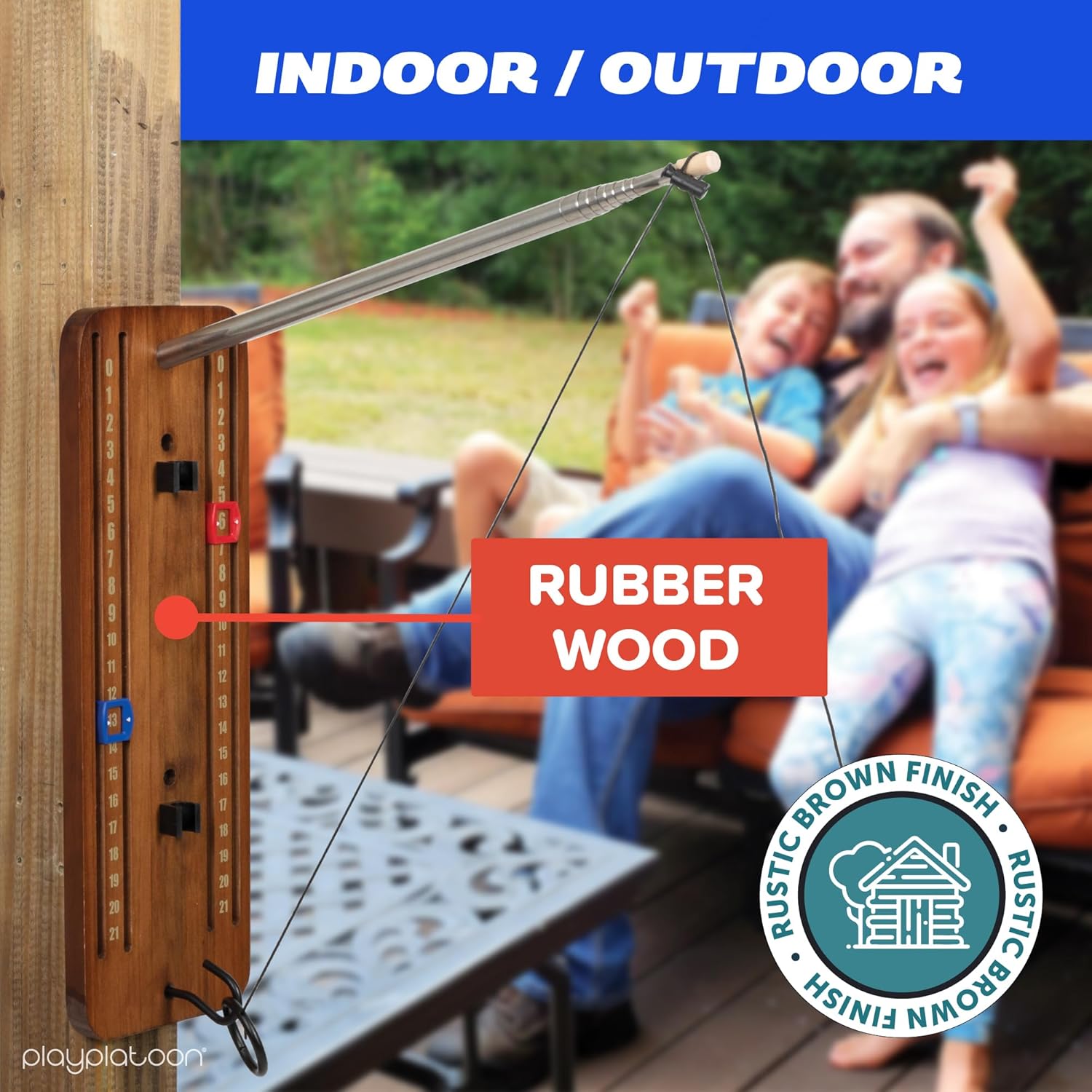 Play Platoon Hook and Ring Toss Bar Game for Adults - Wood Toss Ring Game for Adults - Perfect Home, Basements, & Bar Gifts
