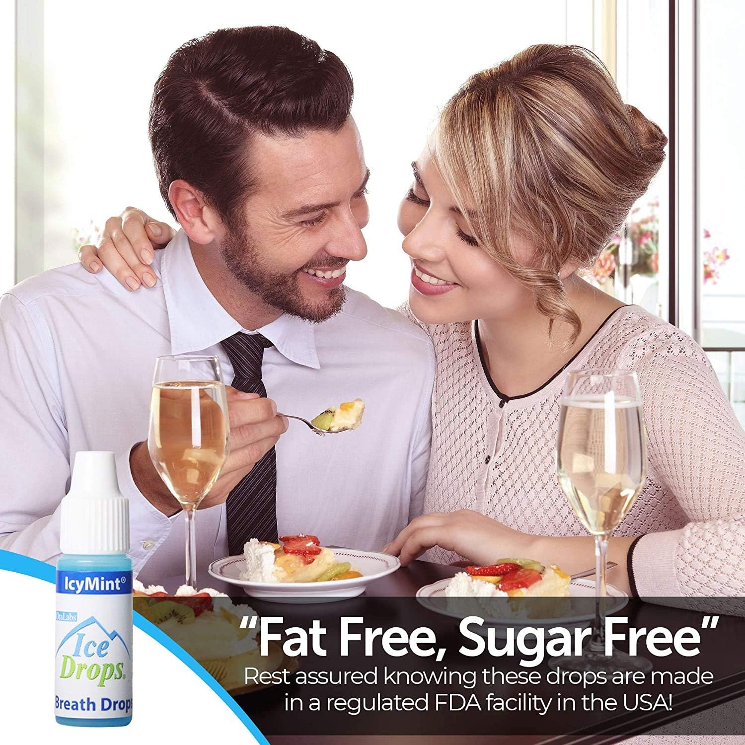 Oralabs Bad Breath Eliminator Ice Drops | Flavored Breath Drops - Instant Fresh Breath, Sugar Free, Fat Free - 3.2mL Droppers - 50 Count Display (IcyMint)