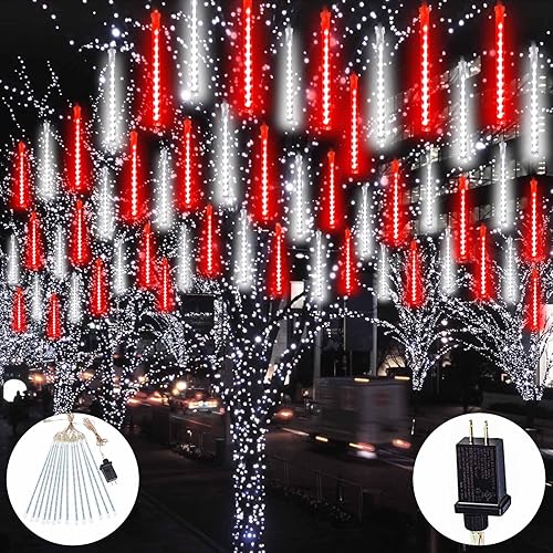 Miniatura 1 de Paquete de 14 tubos en total de 336 luces LED extensibles de lluvia de meteoros, luces de carámbano, luces de caída de lluvia para exteriores, luces