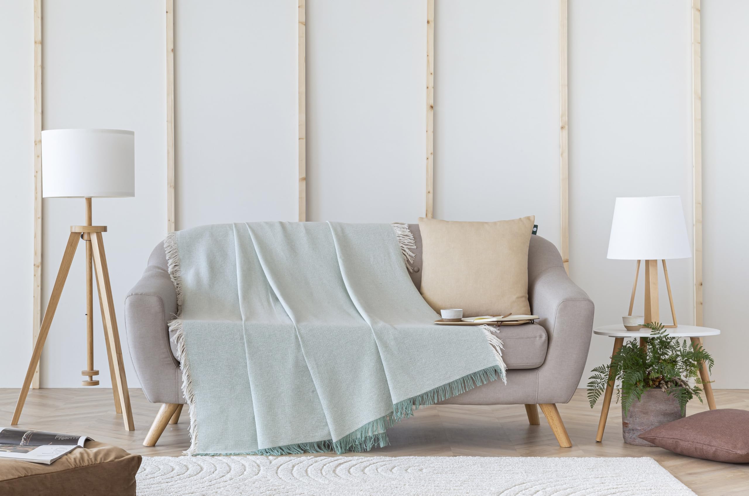Todocama - Multipurpose Sofa Quilt, Foulard Blanket, Plaid for Bed, Sofa Cover, Jarapas, Made in Spain, Classic. (125 x 180 cm, Green)