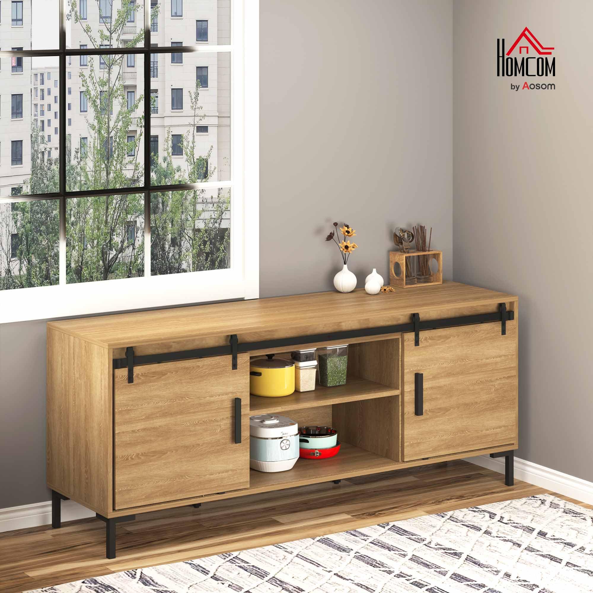 HOMCOM Schiebetürsystem Komplettset - Schiebetürbeschlag Mit Bodenführung Für Holztüren