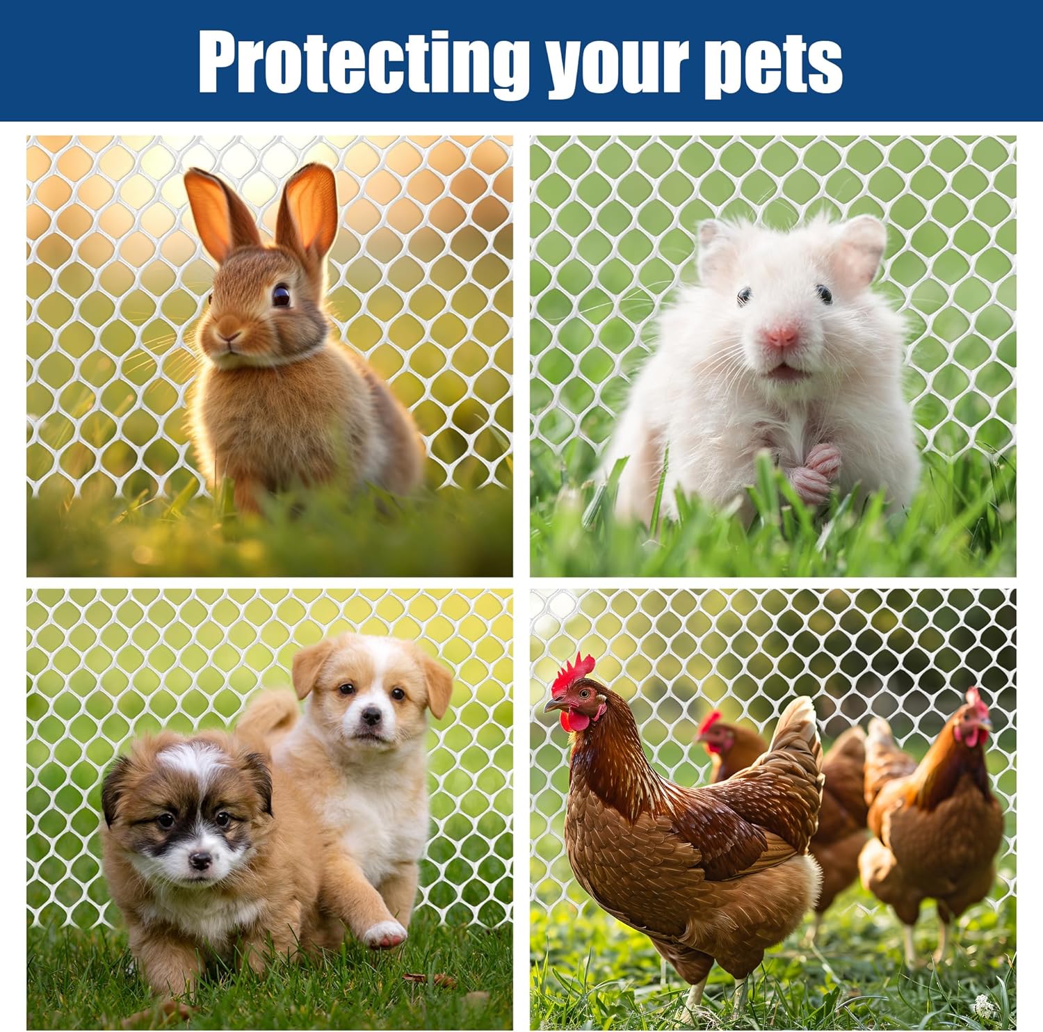 White Plastic Chicken Wire mesh 15.7IN x 33FT,Plastic Chicken Wire Fencing,Poultry Netting,Plastic mesh for Garden,Balcony Fence,Chicken Wire Frame for Crafts, Floral Mesh.with 100 Ties