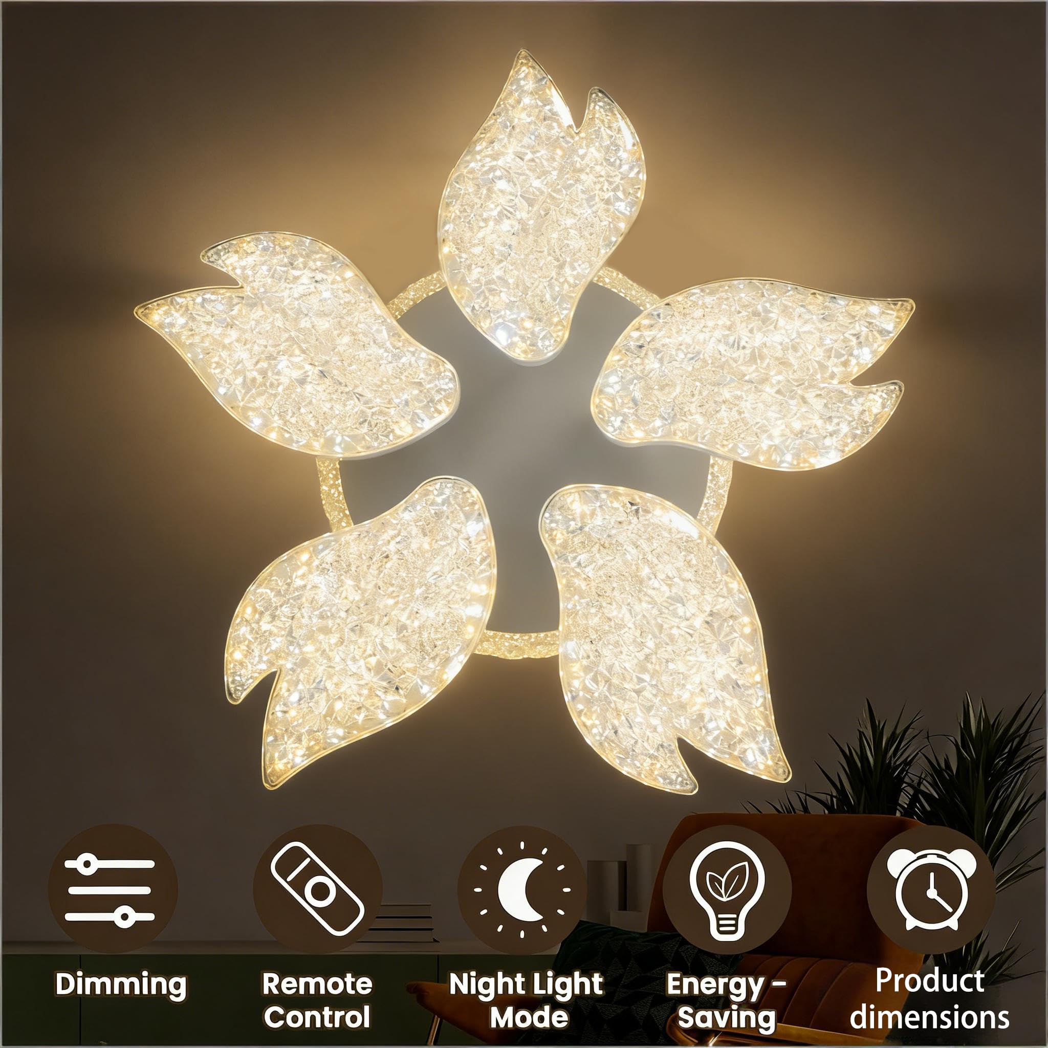 Lampadario Soggiorno Moderno con Telecomando e APP,Plafoniera Led soffitto con modalità di memoria e Timing,65W, 6750LM,3000K-6000K,Illuminazione da Soffitto (Bianco, 60 * 60 * 10)