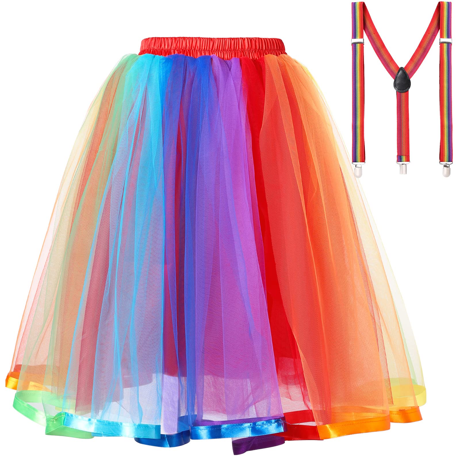 Faldas para Mujer de tutú de Tul - Faldas de tutú de Arco Iris con Correa para Adultos Adolescentes para Fiestas, Fiestas de cumpleaños, Disfraces de Halloween