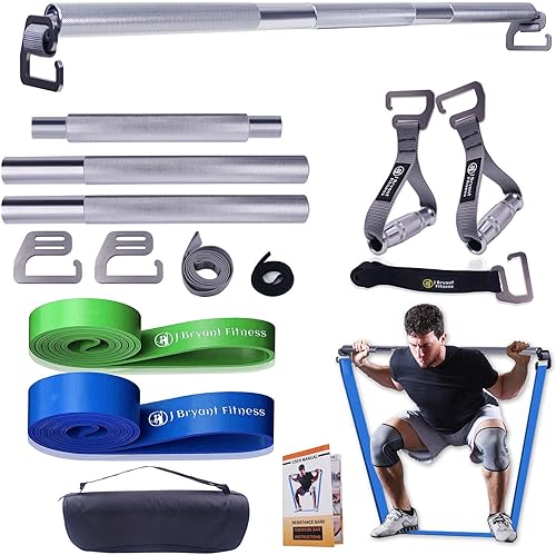 J Bryant Fitness Heavy-Duty Resistance Band Bar with Resistance Bands, E-Shaped Hook Design, 500lb Load Capacity, Anti-Slip Surface, Carry Bag