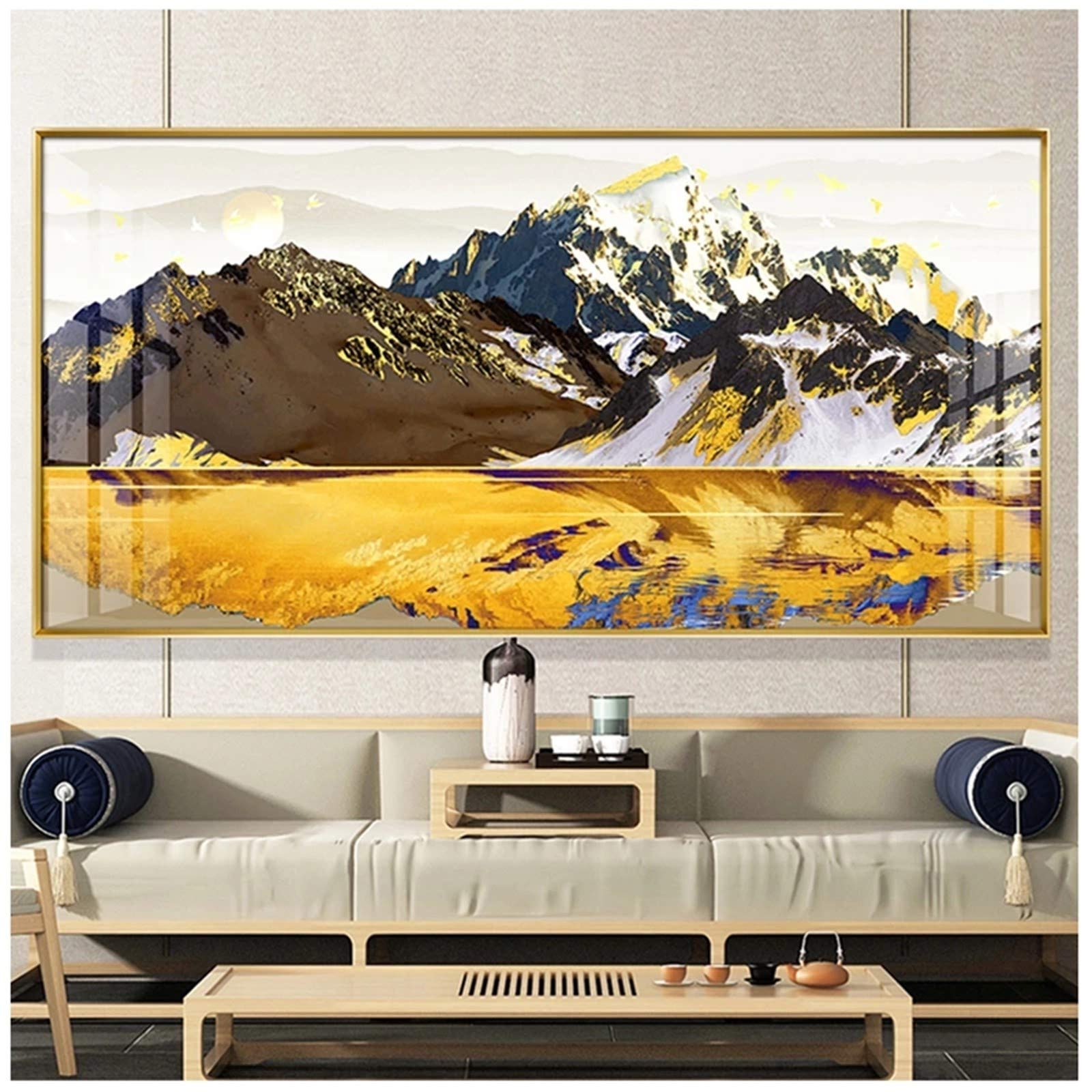 Diamond Painting Montagne d'Or pour Illuminer le Salon avec un Style Moderne