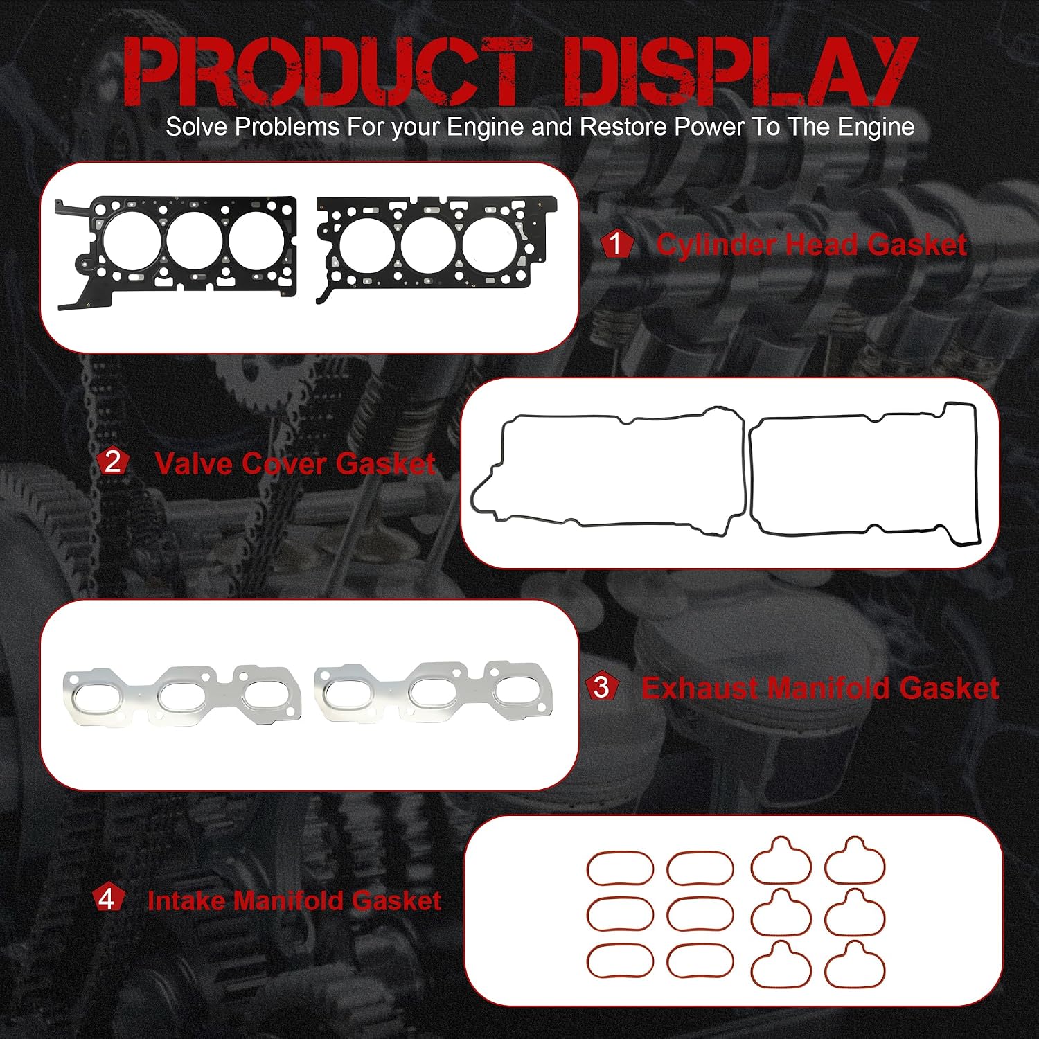 HS26545PT Full Head Gasket Set Fit For Ford Escape Fusion Mazda Tribute Mercury Milan 3.0L 2968cc 181CID V6 FLEX DOHC 2010-2012 2010 2011 2012 (24 VALVE), VIN CODE G