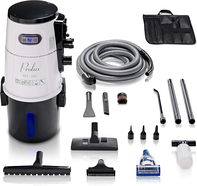 Prolux Professional Wet/Dry Garage Vacuum with Vehicle Detail Kit and 30 Foot Crushproof Hose - Wall Mountable