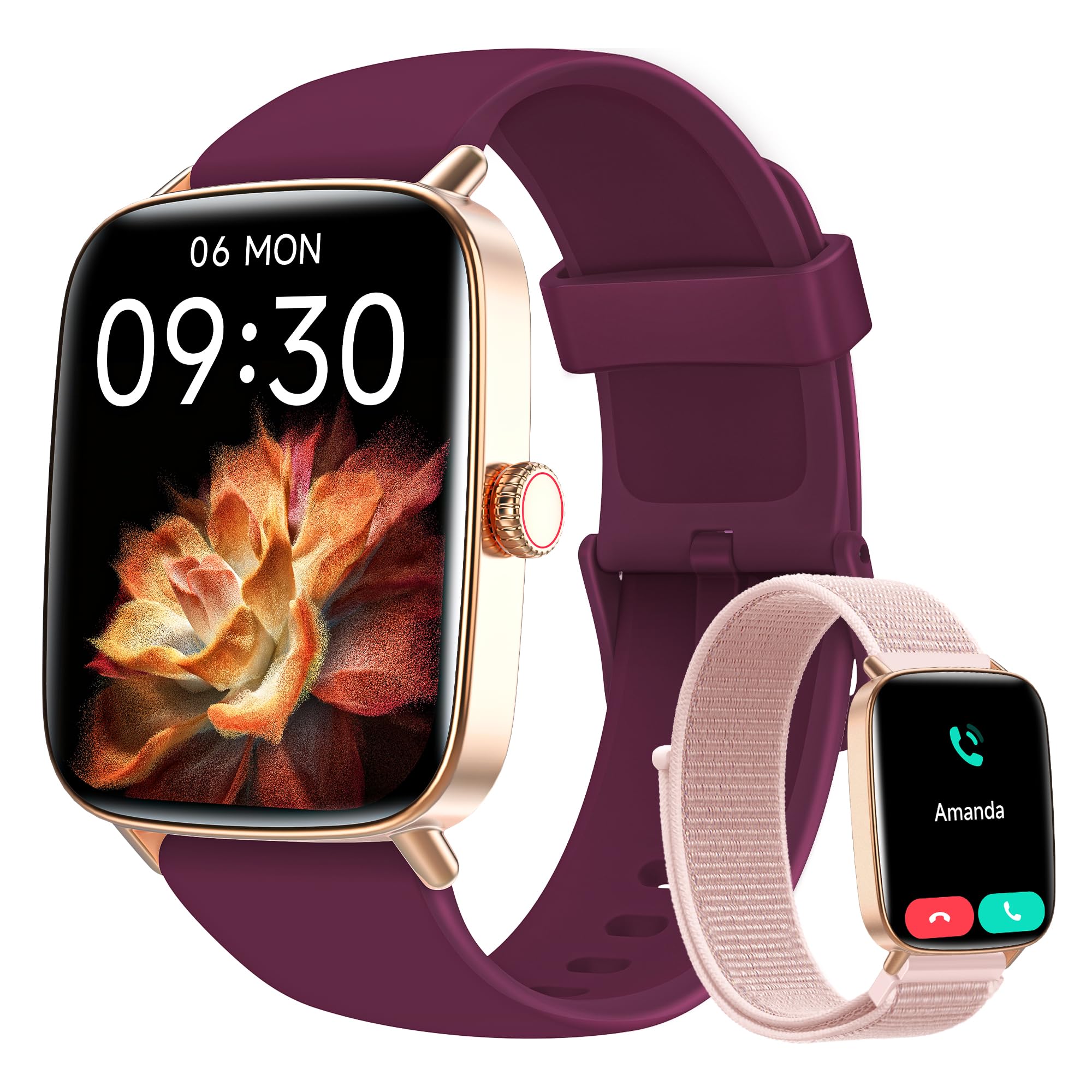 Smart Watch for Women Men, 1.85" HD AMOLED Fitness Tracker (Answer/Call) with 24/7 Heart Rate/Sleep/SpO2 Monitor for iPhone & Android, 120+ Sports Modes Smartwatch with IP68 Waterproof, 2 Bands — view 11