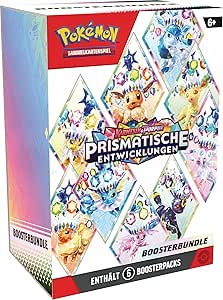 Pokémon-Sammelkartenspiel: Boosterbundle Karmesin & Purpur – Prismatische Entwicklungen (6 Boosterpacks)