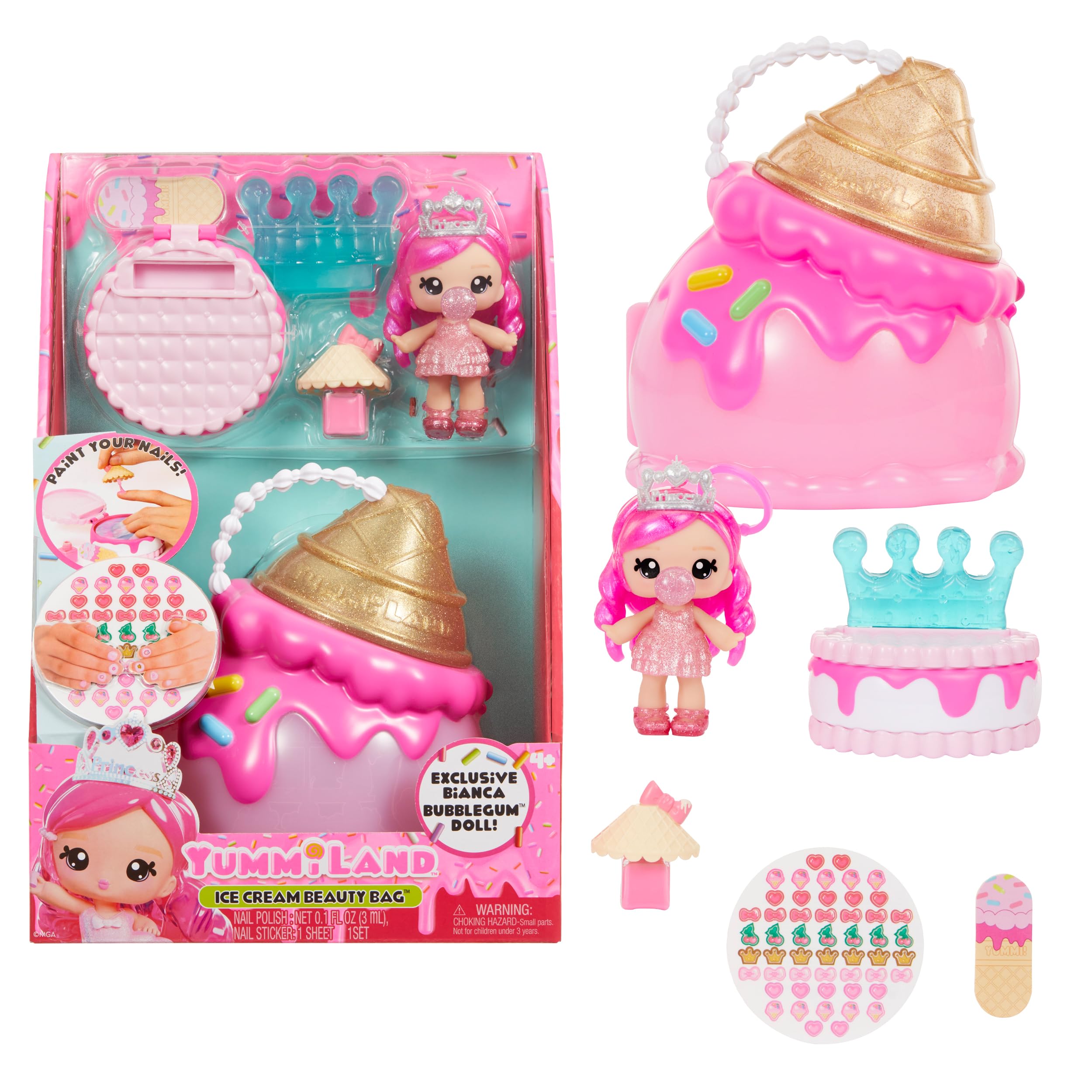 Yummiland Beauty Bag Playset + Lip Gloss Doll, Ice Cream Bag, Includes Exclusive Bianca Bubblegum - Image 2