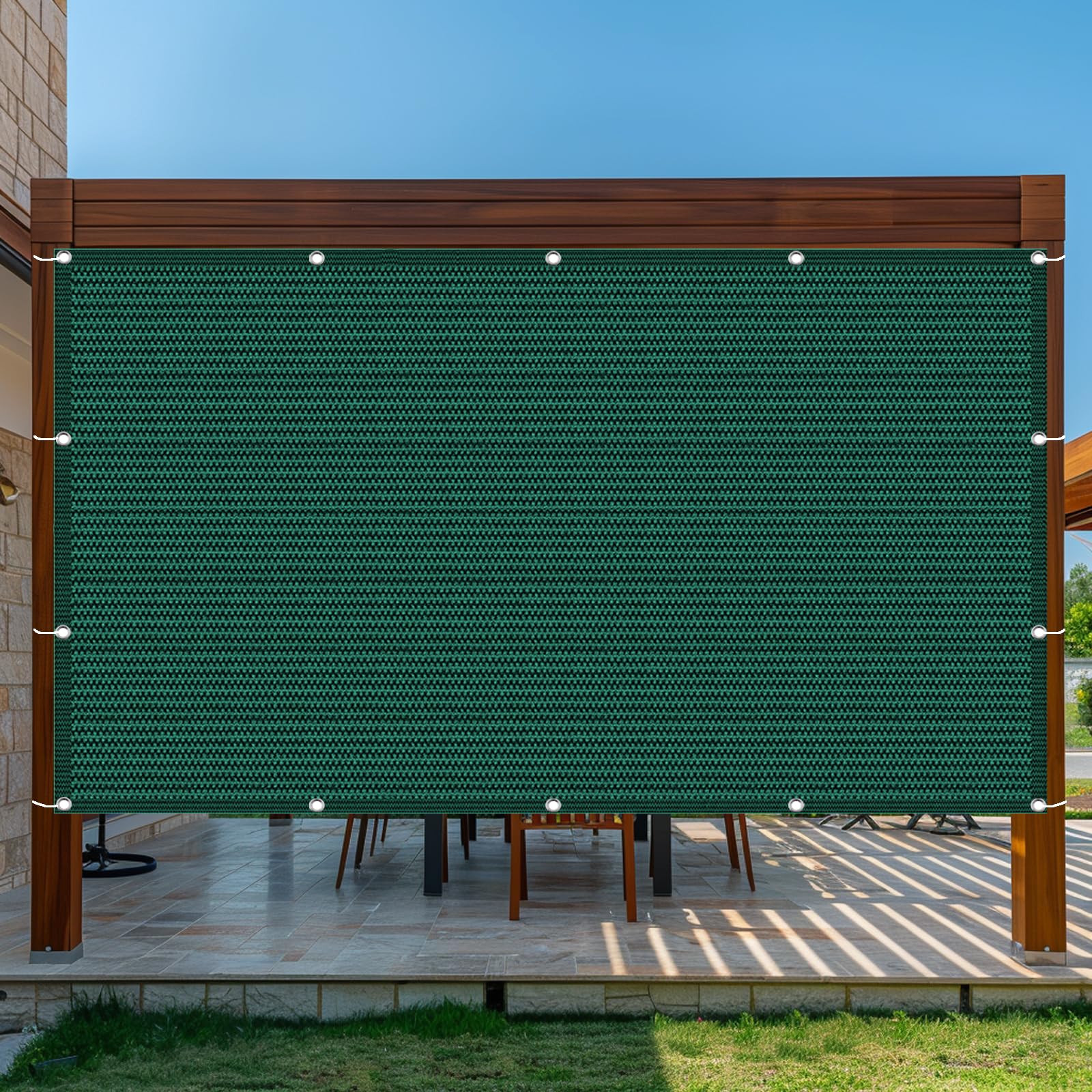Red de Sombra 100 x 650 cm 220G M² Hdpe, Protección UV, Transpirable, Permeable Al Agua, Resistente, Rectangular Lona Malla Sombreo con Cuerda, Ojales para Jardín, Pergola, Verde