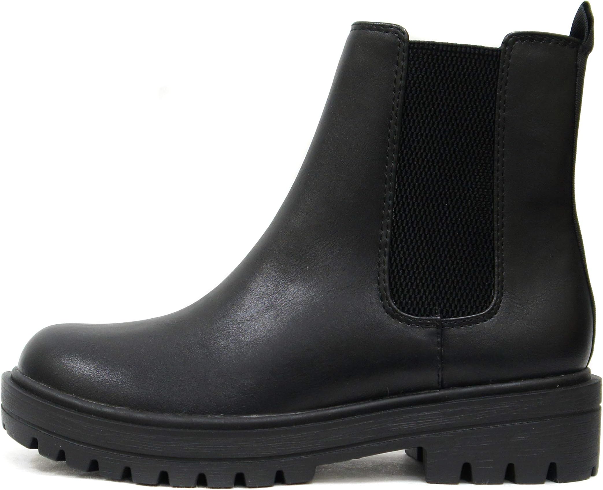 Pilot ~ Women Lug Sole Low Heel Chelsea Fashion Ankle Bootie w/Double Elastic Gore