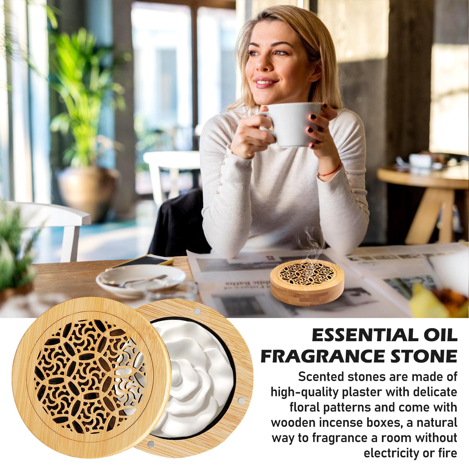 4 stuks geursteen voor etherische oliën, diffuser voor etherische oliën met geursteen, aromatherapie-rookbox, aroma voor etherische oliën, diffuser in bloemenvorm voor cam