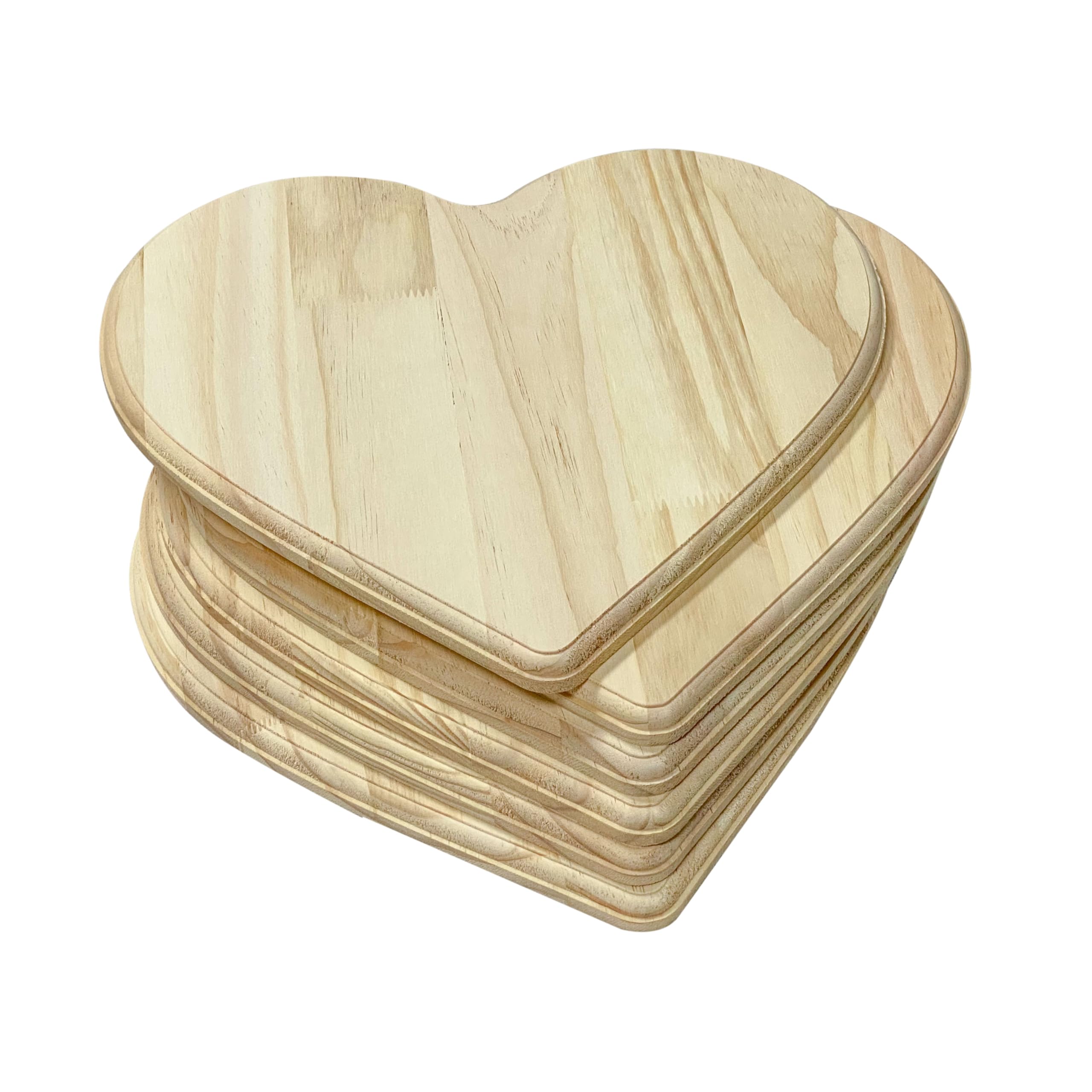 Herzförmige Holzleinwand, 33 x 30,5 cm, 1,4 cm dick, unlackiertes Holzschild, großes Naturholz, Herzschilder für Wanddekoration, 6 Stück