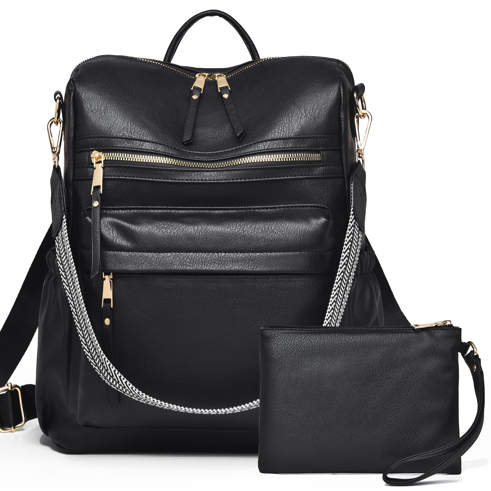 Dora & Liz Women Backpack Purse Fashion Leather Designer Ladies Convertible Travel College Shoulder Bags with Colorful Strap