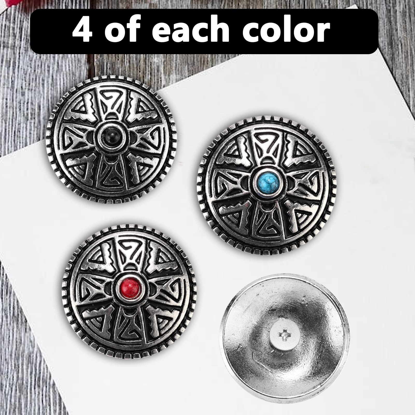 12pcs Leather Decorative Buttons,Metal Stud Screw Back Rivet DIY Creativity Product Accessories