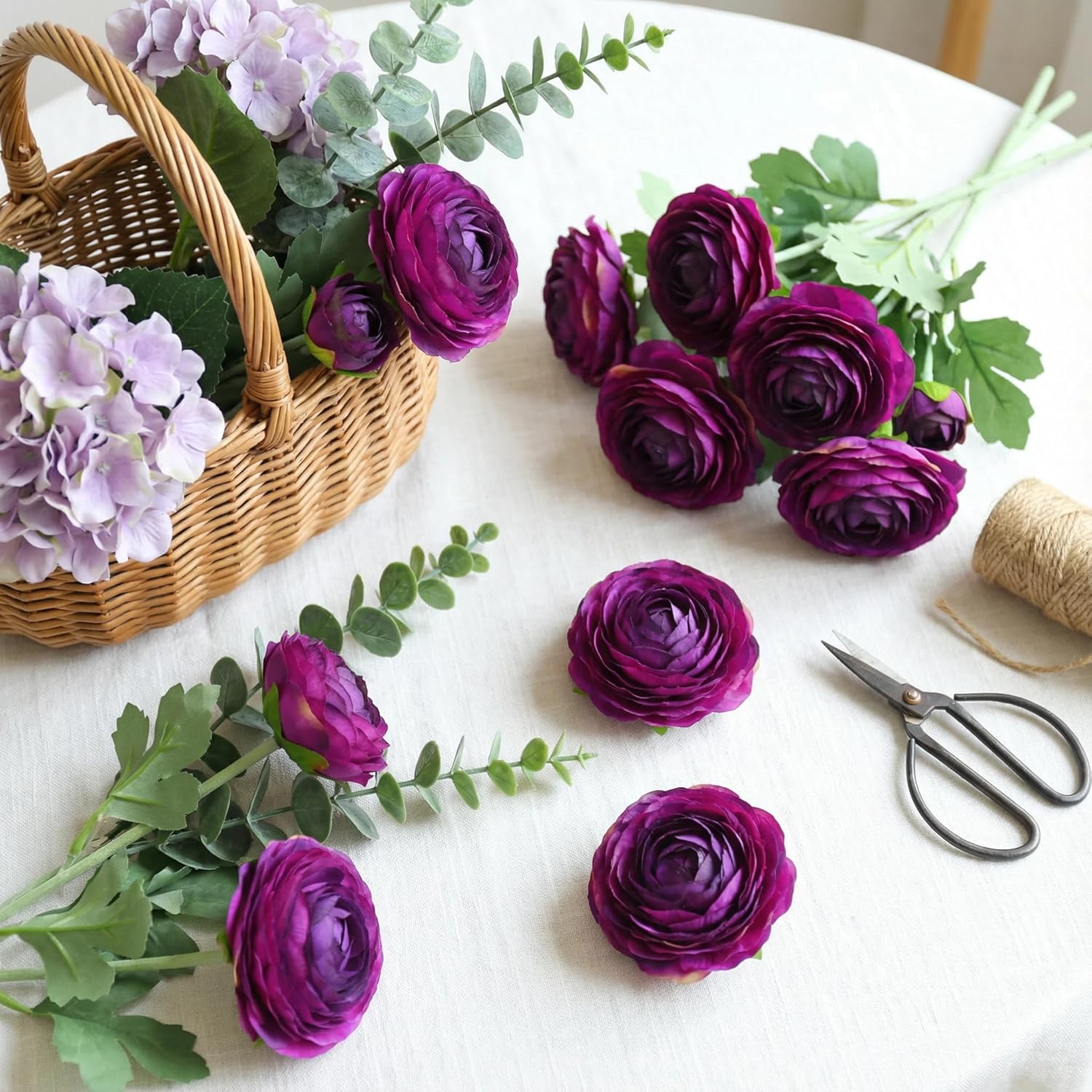 Artificial Ranunculus Flowers with Real Touch Stem, Silk Ranunculus Flowers (Purple, 10pcs) - Image 4