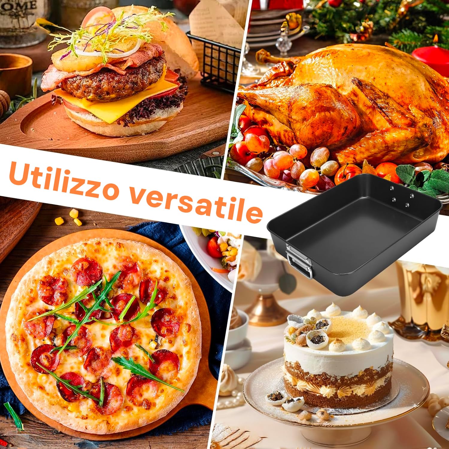 Avilia Set 4 Teglie Antiaderenti in Acciaio al Carbonio 20-25 - 30-35 - Cottura Uniforme Senza Grassi per Pizze e Torte | Made in Italy, Facili da Pulire, Ideali per Famiglie