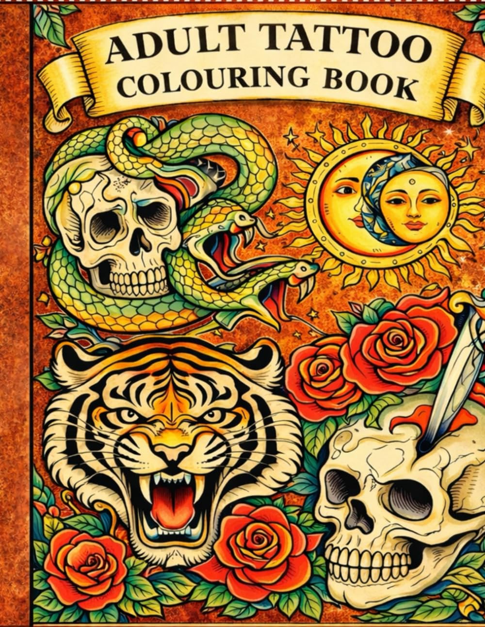 Adult Tattoo Colouring Book: “30 Bold Tattoo-Style Designs for Relaxation and Creative Expression”