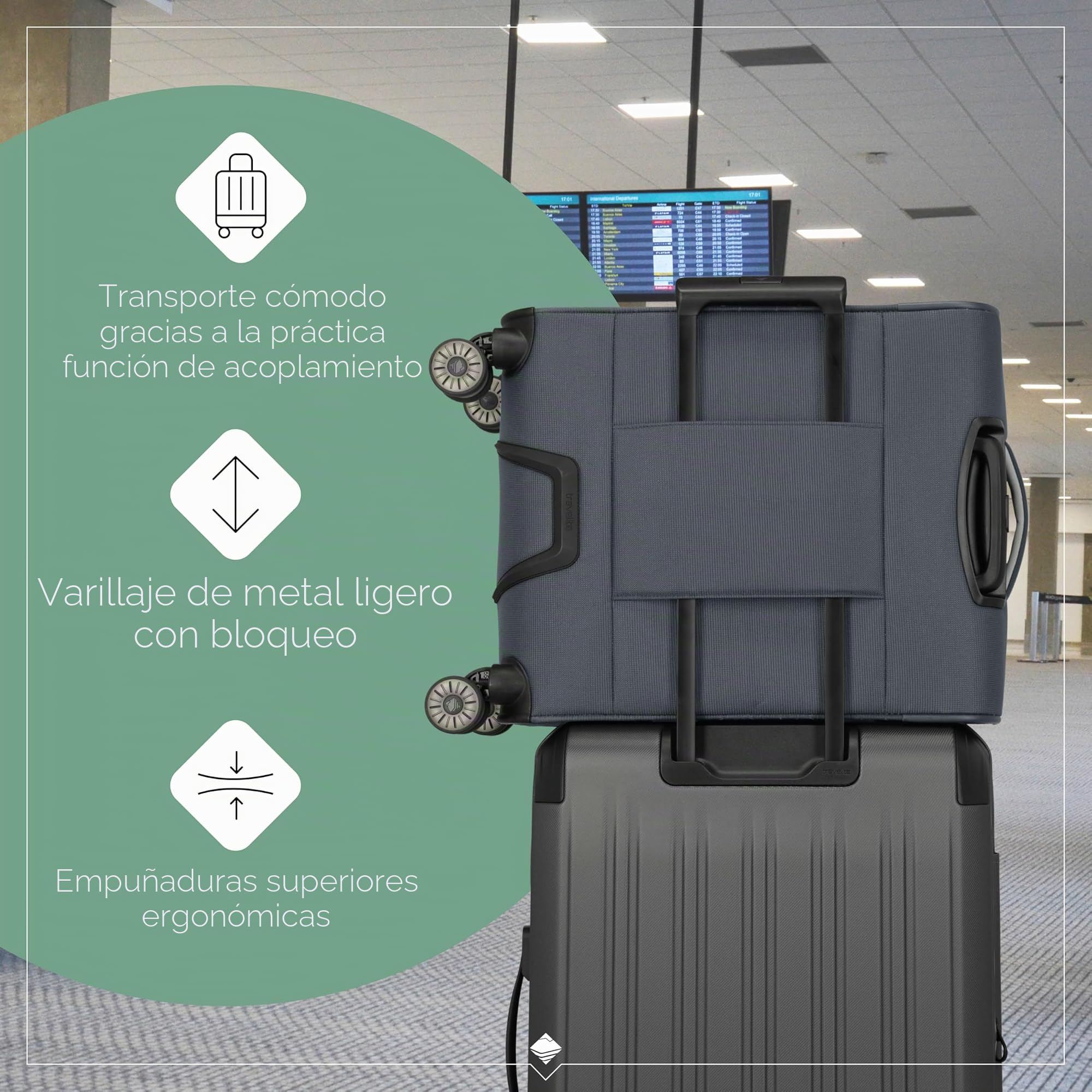 travelite Maleta de Equipaje de Mano con 4 Ruedas para Condor + Ryanair, Cerradura de combinación integrada, Trolley de Equipaje Blando superligero con función de Enganche, 55x40x20 cm, 37 l, 1,9 kg