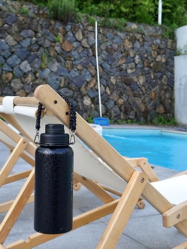 Miniatura 7 de KXIAOCHEN Botella de agua aislada, botella de agua de acero inoxidable, 2 tapas (con pajilla y tapa con asa), botellas de agua metálicas de boca