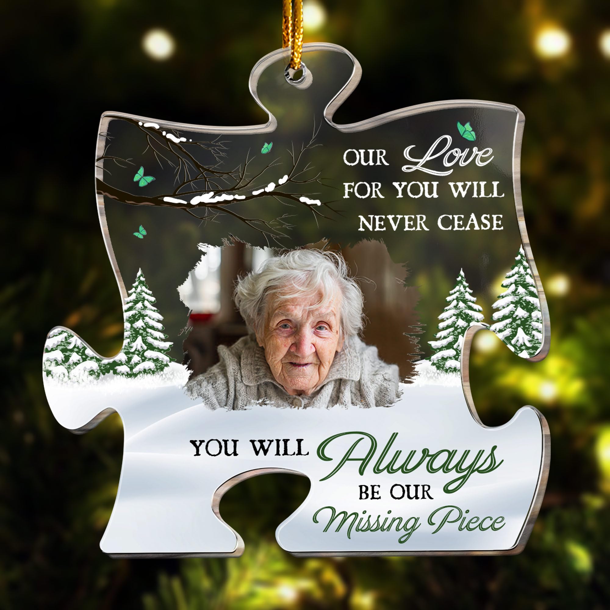 Macorner Personalized Christmas Ornament Memorial Gifts Puzzle, Sympathy Gifts for Loss of Loved One, Bereavement Gift Idea for Loss of Mother Father, You Will Always Be Our Missing Piece