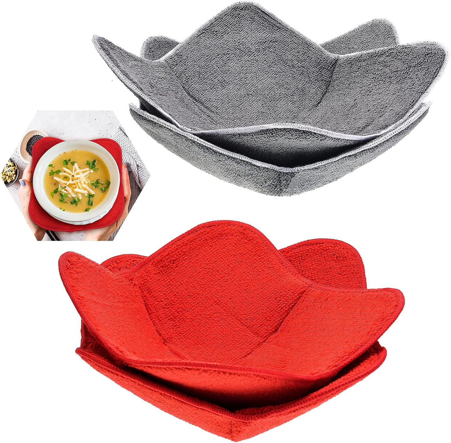 4 Piece Bowl Huggers Sponge and Microfiber Small Bowls