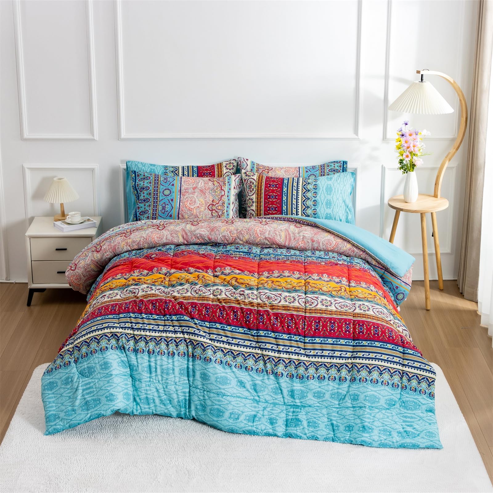 Amazon.com: MAG 3 Pcs Black Boho Comforter Set Full/Queen Bohemian ...
