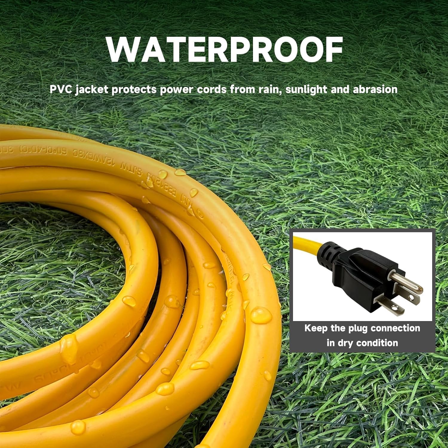 EP 6 Ft 12 Gauge Outdoor Extension Cord with T-Blade Plug, Heavy Duty NEMA 5-20 P/R Power Cord, 20A 125V 12/3 SJTW Cable for Lawn, Garden, Appliance, Yellow