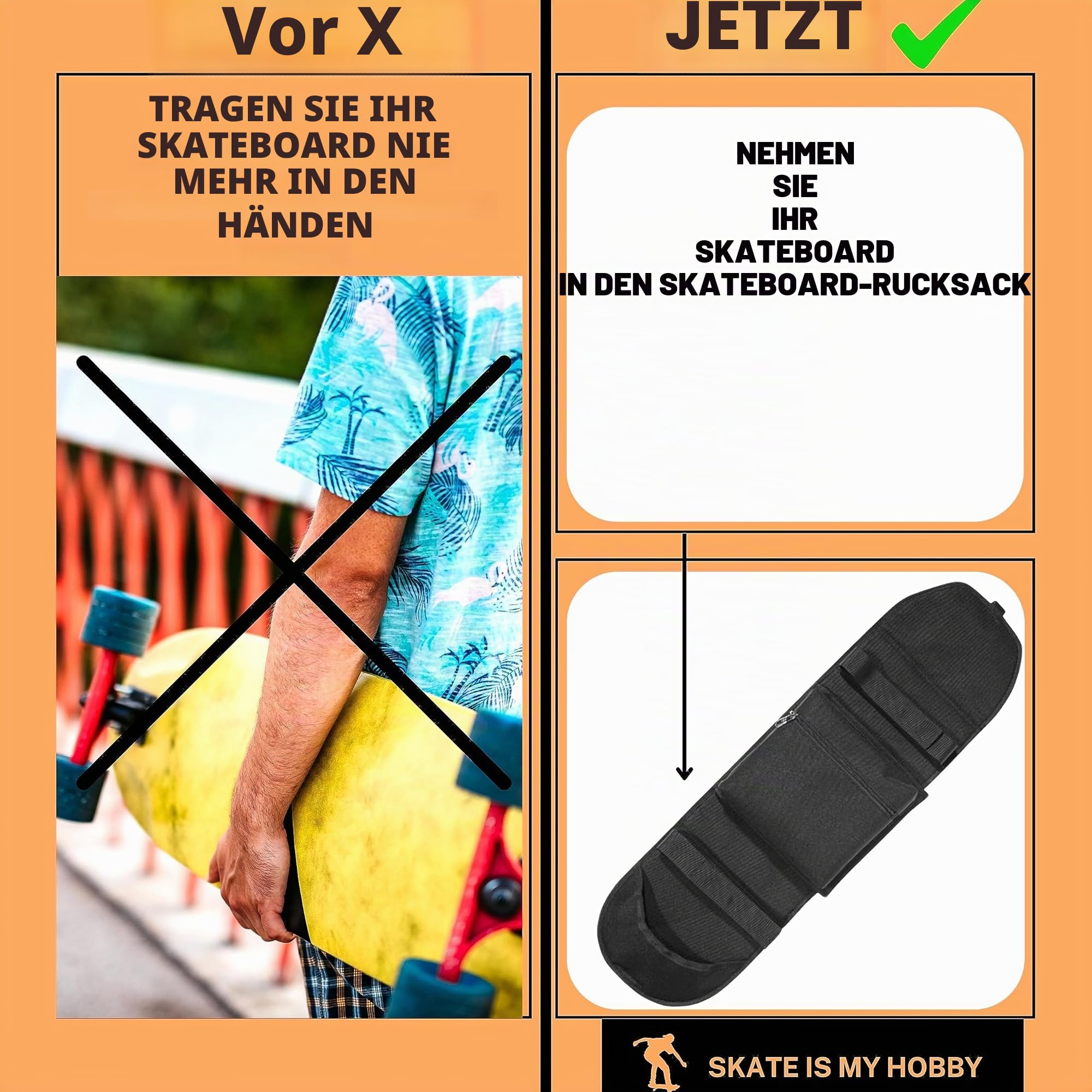 Pack: 1 x Rucksack Skateboard Tasche + 1 x T-Schlüssel Skate Werkzeug T-Schlüssel Skateboard Zubehör. Monopatin Schutzhülle Longboard Tragetasche Rucksack Skate Cruiser Geschenk Skaters
