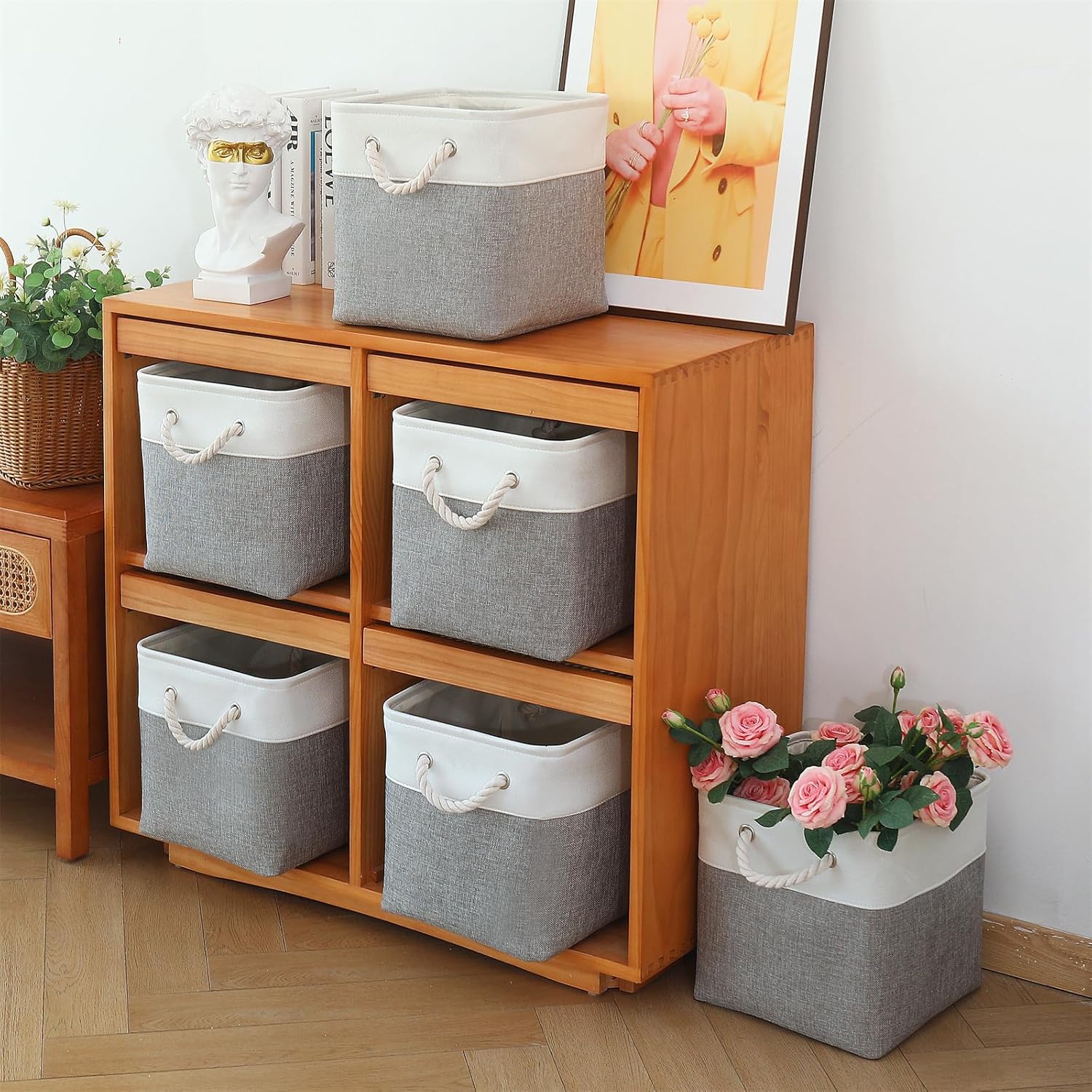 11x11 Inch Cube Storage Bins - Pack of 6 | Space-Saving Collapsible Baskets for Home and Office Use