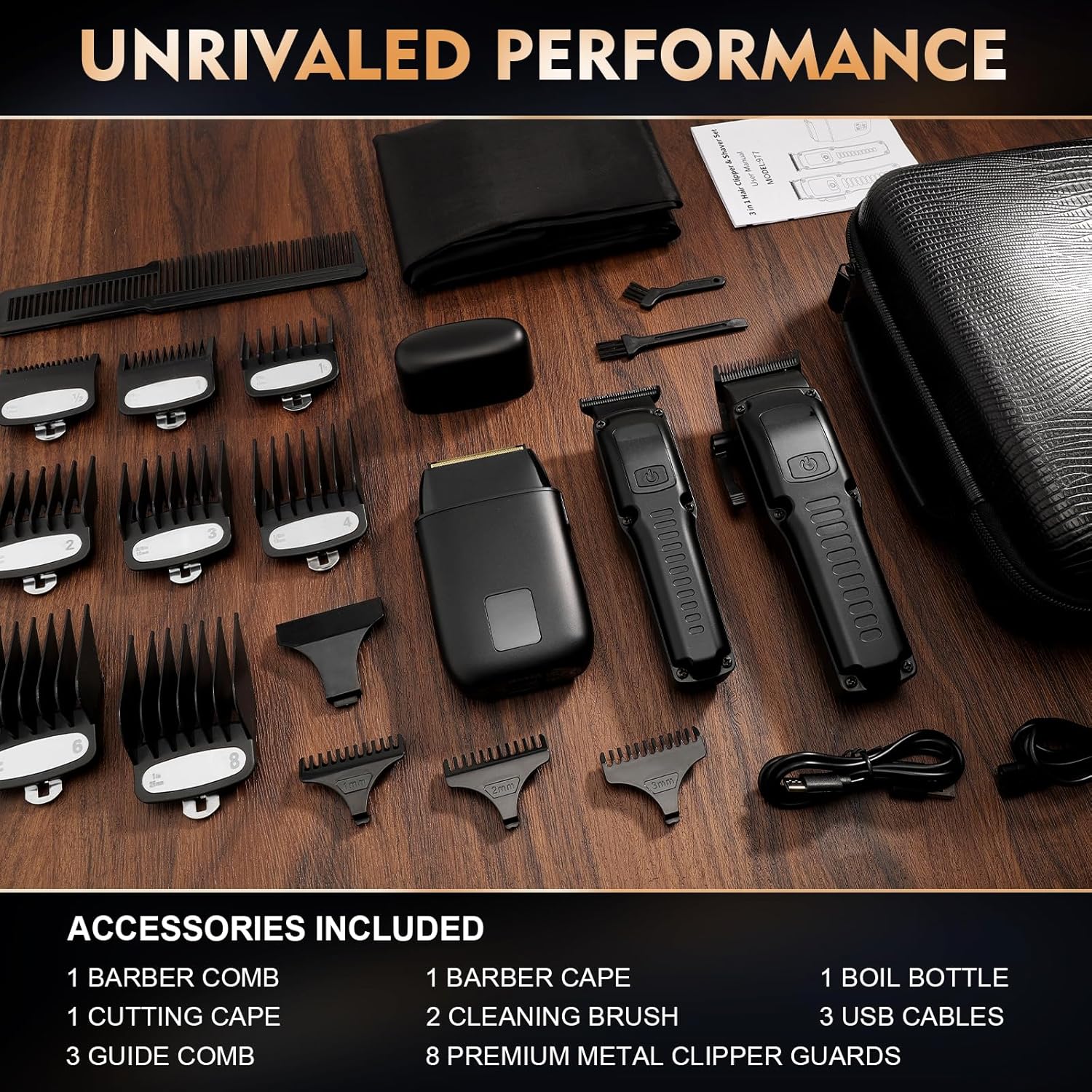 Professional Hair Clipper for Men, 3 in 1 Hair Clipper Beard Trimmer and Electric Foil Shaver Set with LED Display, Cordless Grooming Kit for Home, Travel, Barber, Ideal Gift for Him - Image 7